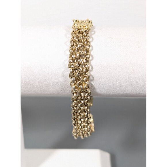 Vintage Goldette Gold Tone Triple Chain Bracelet 6.5 in - Picture 1 of 10